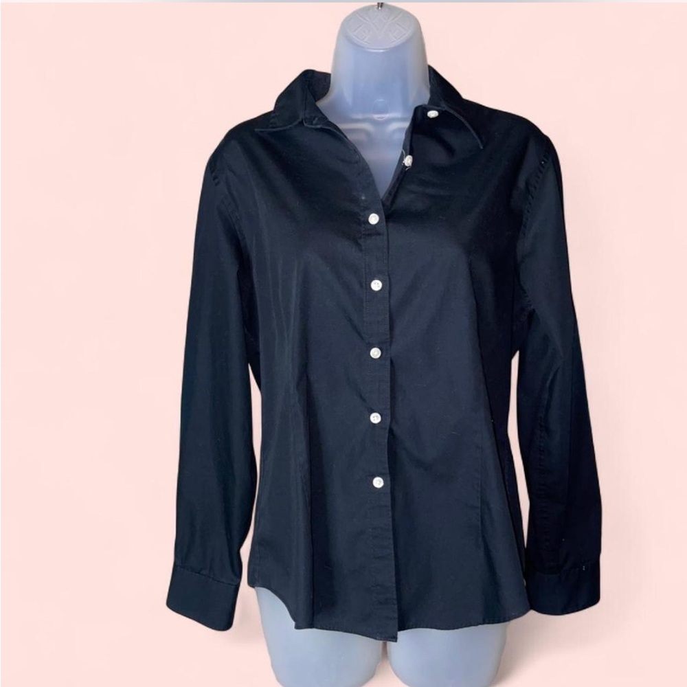 Van Heusen Black Button-Down Fitted Shirt M 8-10